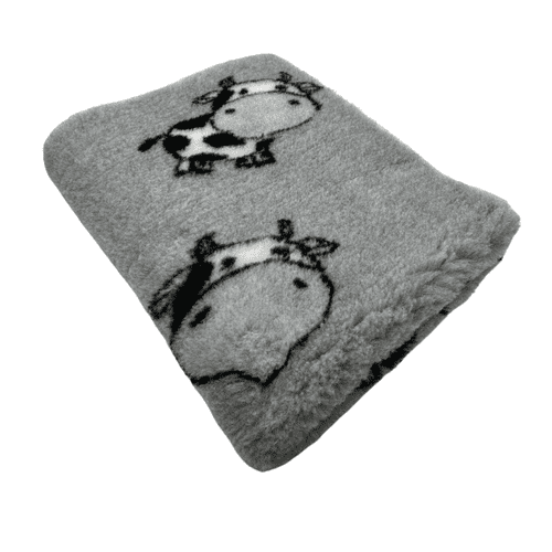 Pawstrading™ Anti-Slip Backed Veterinary Fleece Bedding Dog Bed / Mat GREY COW