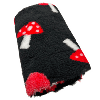 Pawstrading™ Anti-Slip Backed Veterinary Fleece Bedding Dog Bed / Mat MUSHROOM - Black & Red
