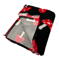 Pawstrading™ Anti-Slip Backed Veterinary Fleece Bedding Dog Bed / Mat MUSHROOM - Black & Red