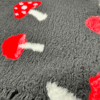 Pawstrading™ Anti-Slip Backed Veterinary Fleece Bedding Dog Bed / Mat MUSHROOM - Black & Red