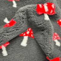 Pawstrading™ Anti-Slip Backed Veterinary Fleece Bedding Dog Bed / Mat MUSHROOM - Black & Red