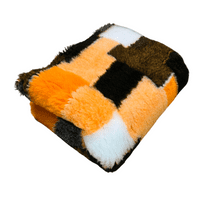 Pawstrading™ Anti-Slip Backed Veterinary Fleece Bedding Dog Bed / Mat ORANGE PATCHWORK