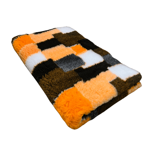 Pawstrading™ Anti-Slip Backed Veterinary Fleece Bedding Dog Bed / Mat ORANGE PATCHWORK