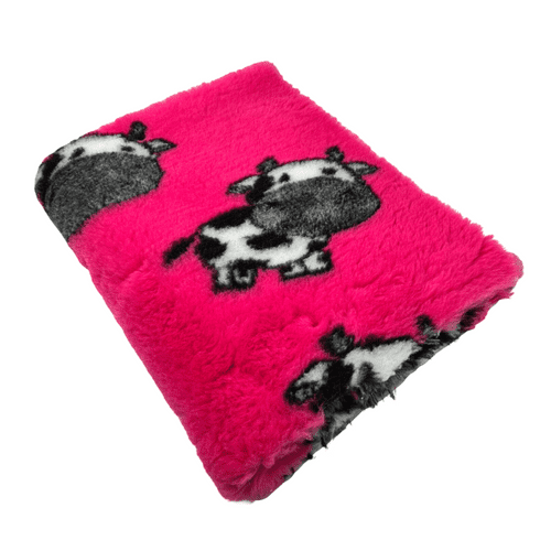Pawstrading™ Anti-Slip Backed Veterinary Fleece Bedding Dog Bed / Mat PINK COW