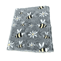 Pawstrading™ BLACK Duo ORANGE & WHITE PAW Anti-Slip Backed Veterinary Fleece Bedding Vet Bed Mat