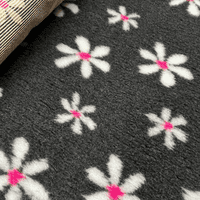 Pawstrading™ CHARCOAL GREY PINK DAISY Anti-Slip Backed Veterinary Fleece Bedding Vet Bed Mat