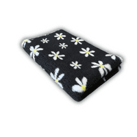 Pawstrading™ CHARCOAL GREY YELLOW DAISY Anti-Slip Backed Veterinary Fleece Bedding Vet Bed Mat