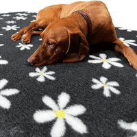 Pawstrading™ CHARCOAL GREY YELLOW DAISY Anti-Slip Backed Veterinary Fleece Bedding Vet Bed Mat