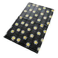 Pawstrading™ CHARCOAL GREY YELLOW DAISY Anti-Slip Backed Veterinary Fleece Bedding Vet Bed Mat