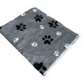 Pawstrading™ GREY DUO Anti-Slip Backed Veterinary Fleece Bedding Dog Bed / Mat (white/black Paws)