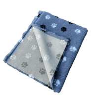 Pawstrading™ GREY DUO Anti-Slip Backed Veterinary Fleece Bedding Dog Bed / Mat (white/black Paws)