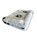 Pawstrading™ GREY DUO Anti-Slip Backed Veterinary Fleece Bedding Dog Bed / Mat (white/black Paws)