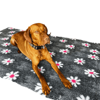 Pawstrading™  GREY PINK DAISY Anti-Slip Backed Veterinary Fleece Bedding Vet Bed Mat