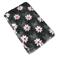 Pawstrading™  GREY PINK DAISY Anti-Slip Backed Veterinary Fleece Bedding Vet Bed Mat