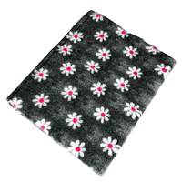 Pawstrading™  GREY PINK DAISY Anti-Slip Backed Veterinary Fleece Bedding Vet Bed Mat