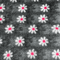 Pawstrading™  GREY PINK DAISY Anti-Slip Backed Veterinary Fleece Bedding Vet Bed Mat