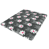 Pawstrading™  GREY PINK DAISY Anti-Slip Backed Veterinary Fleece Bedding Vet Bed Mat