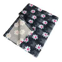 Pawstrading™  GREY PINK DAISY Anti-Slip Backed Veterinary Fleece Bedding Vet Bed Mat
