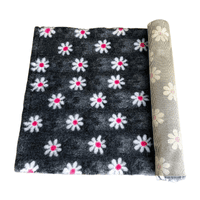 Pawstrading™  GREY PINK DAISY Anti-Slip Backed Veterinary Fleece Bedding Vet Bed Mat