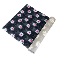 Pawstrading™  GREY PINK DAISY Anti-Slip Backed Veterinary Fleece Bedding Vet Bed Mat