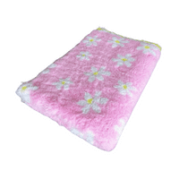 Pawstrading™ PINK with YELLOW DAISY Anti-Slip Backed Veterinary Fleece Bedding Vet Bed Mat