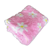Pawstrading™ PINK with YELLOW DAISY Anti-Slip Backed Veterinary Fleece Bedding Vet Bed Mat