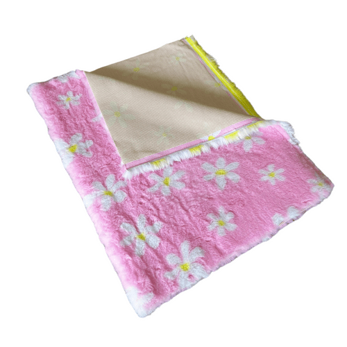 Pawstrading™ PINK with YELLOW DAISY Anti-Slip Backed Veterinary Fleece Bedding Vet Bed Mat