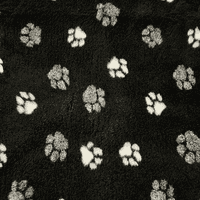 Pawstrading™ Premium Anti-Slip Backed Veterinary Fleece Bedding Dog Bed / Mat Black duo (Black/Paws)
