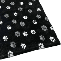 Pawstrading™ Premium Anti-Slip Backed Veterinary Fleece Bedding Dog Bed / Mat Black duo (Black/Paws)