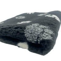 Pawstrading™ Premium Anti-Slip Backed Veterinary Fleece Bedding Dog Bed / Mat Black duo (Black/Paws)