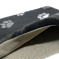 Pawstrading™ Premium Anti-Slip Backed Veterinary Fleece Bedding Dog Bed / Mat Black duo (Black/Paws)