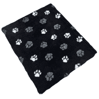 Pawstrading™ Premium Anti-Slip Backed Veterinary Fleece Bedding Dog Bed / Mat Black duo (Black/Paws)