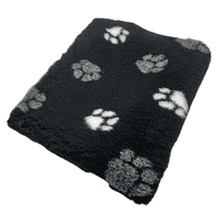 Pawstrading™ Premium Anti-Slip Backed Veterinary Fleece Bedding Dog Bed / Mat Black duo (Black/Paws)