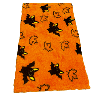Pawstrading™ Premium Autumnal  HALLOWEEN Orange Bat Leaf Anti-Slip Backed Vet Bedding Fleece Bed