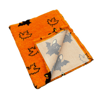 Pawstrading™ Premium Autumnal  HALLOWEEN Orange Bat Leaf Anti-Slip Backed Vet Bedding Fleece Bed