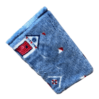 Pawstrading™ Premium BEACH HUT Design Blue Anti-Slip Backed Vet Bedding Fleece Bed