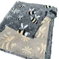 Pawstrading™ Premium Bee & Daisy Grey Malb Anti-Slip Backed Veterinary Fleece Vet Bedding
