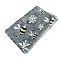 Pawstrading™ Premium Bee & Daisy Grey Malb Anti-Slip Backed Veterinary Fleece Vet Bedding