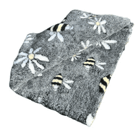 Pawstrading™ Premium Bee & Daisy Grey Malb Anti-Slip Backed Veterinary Fleece Vet Bedding