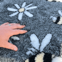 Pawstrading™ Premium Bee & Daisy Grey Malb Anti-Slip Backed Veterinary Fleece Vet Bedding