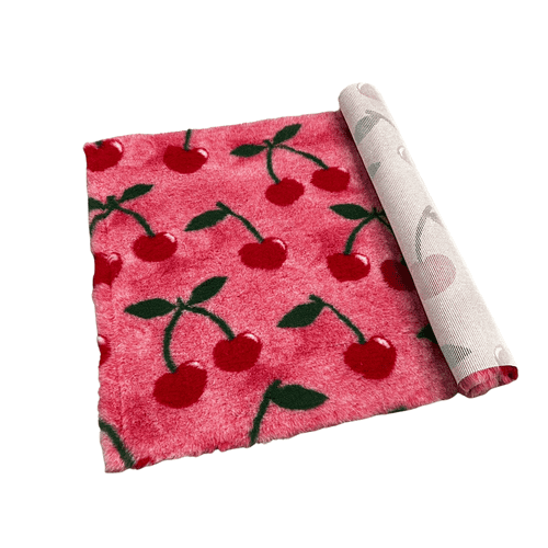 Pawstrading™ Premium CHERRY Design Red Green Anti-Slip Backed Vet Bedding Fleece Bed