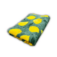 Pawstrading™ Premium LEMON Design Yellow Green Anti-Slip Backed Vet Bedding Fleece Bed