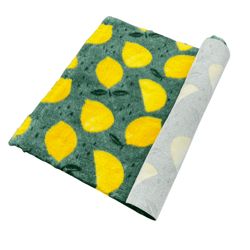 Pawstrading™ Premium LEMON Design Yellow Green Anti-Slip Backed Vet Bedding Fleece Bed