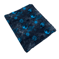 Pawstrading™ Premium Navy Cosmic Planets  BLUE (Teal) Anti-Slip Backed Veterinary Vet Fleece Bedding