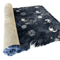 Pawstrading™ Premium Navy Cosmic Planets Vet bedWHITE Anti-Slip Backed Veterinary Fleece Bedding