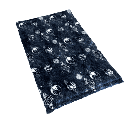 Pawstrading™ Premium Navy Cosmic Planets Vet bedWHITE Anti-Slip Backed Veterinary Fleece Bedding