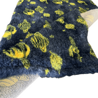 Pawstrading™ Premium Navy Cosmic Planets YELLOW Anti-Slip Backed Veterinary Fleece Vet  Bedding