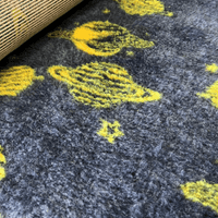 Pawstrading™ Premium Navy Cosmic Planets YELLOW Anti-Slip Backed Veterinary Fleece Vet  Bedding
