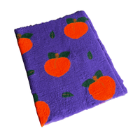 Pawstrading™ Premium PEACHES Peach Design Purple Orange  Anti-Slip Backed Vet Bedding Fleece Bed