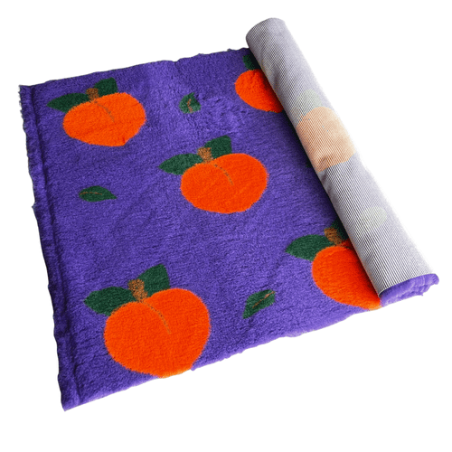 Pawstrading™ Premium PEACHES Peach Design Purple Orange  Anti-Slip Backed Vet Bedding Fleece Bed